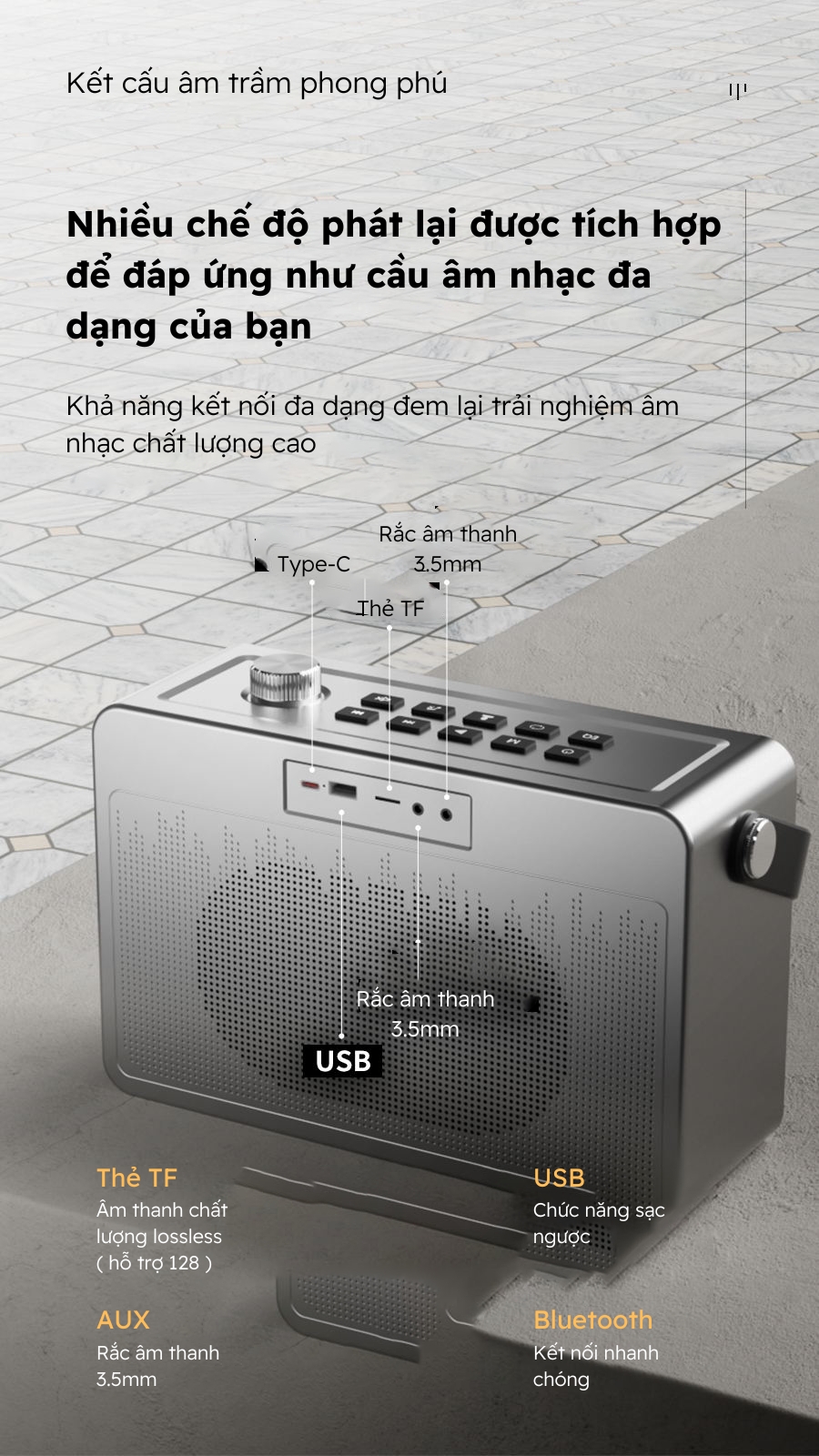 Mô tả Loa Karaoke Bluetooth 5.1 SODLK S1126 | Công Suất 120W với công nghệ tăng cường kỹ thuật số loa siêu trầm - 4