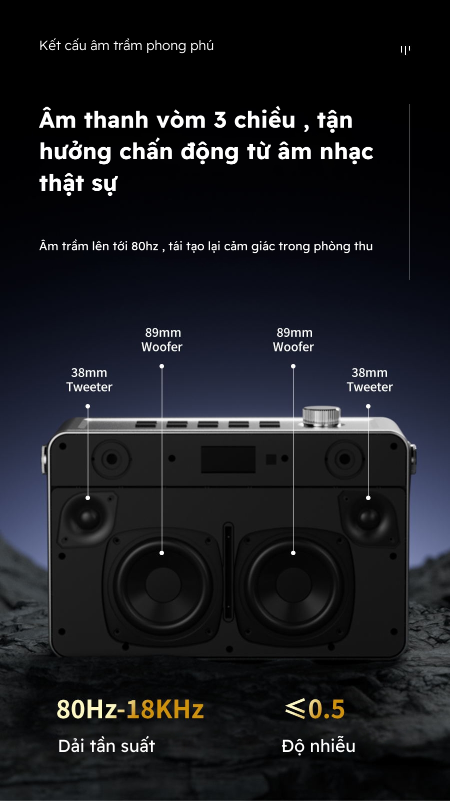 Mô tả Loa Karaoke Bluetooth 5.1 SODLK S1126 | Công Suất 120W với công nghệ tăng cường kỹ thuật số loa siêu trầm - 7