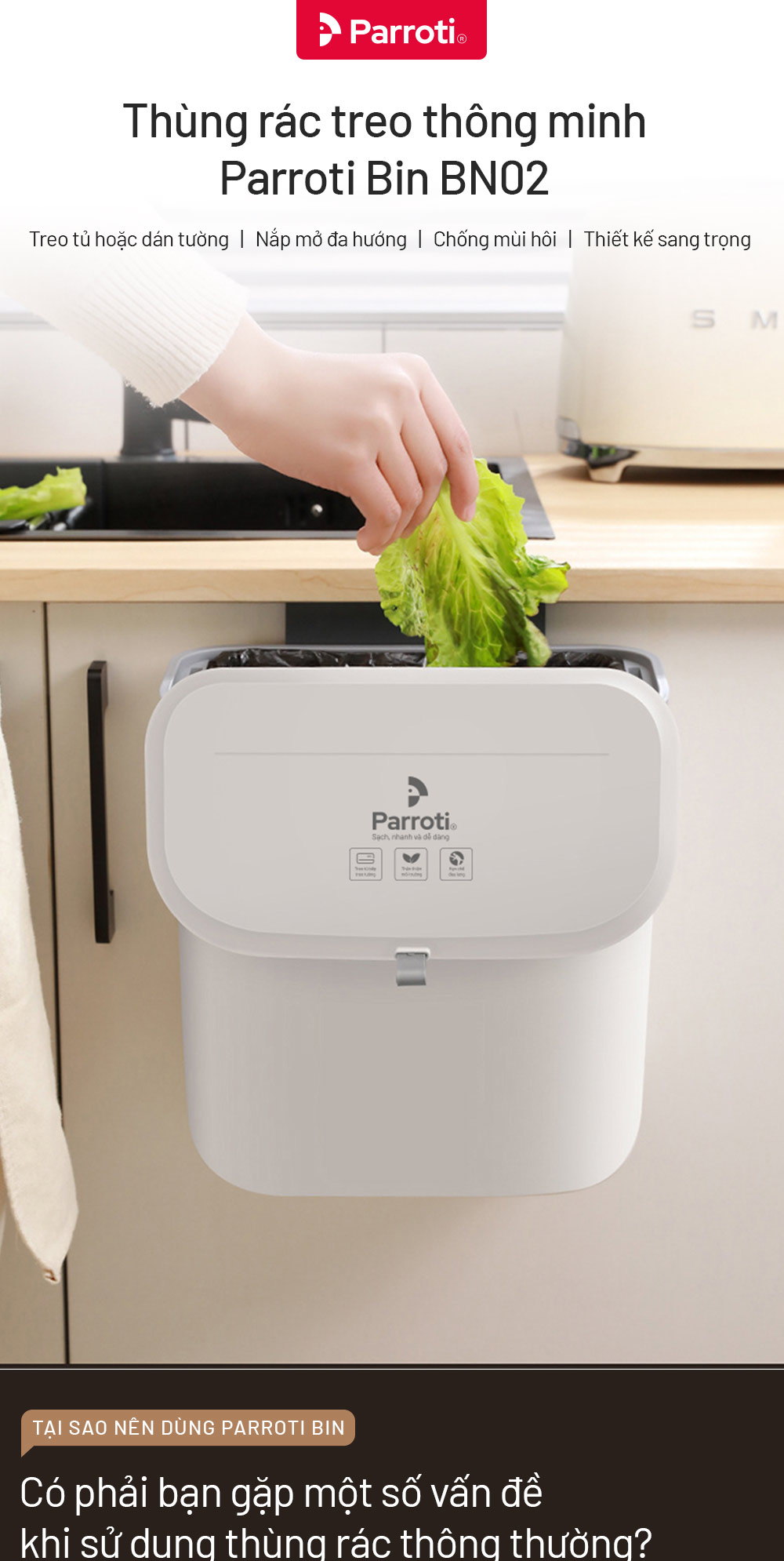 Thùng rác treo tủ bếp Parroti Bin BN02