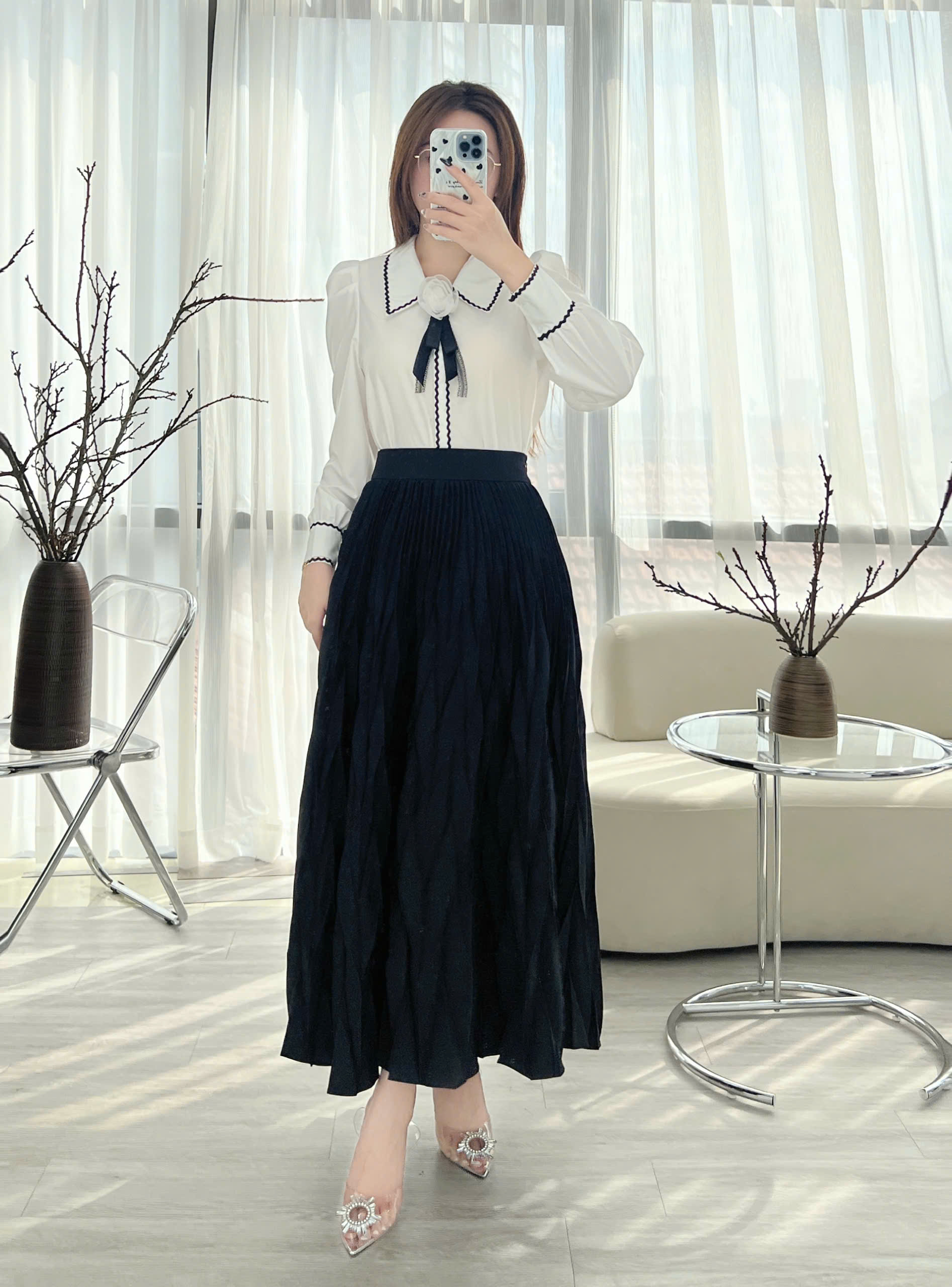 Mô tả Áo Sơ Mi Nữ 𝐂𝐂𝐇𝐀𝐓 Dáng Suông Kiểu Soler Tặng Kèm Tag Hoa Chất Liệu Cao Cấp 24FDL8019ST - 4