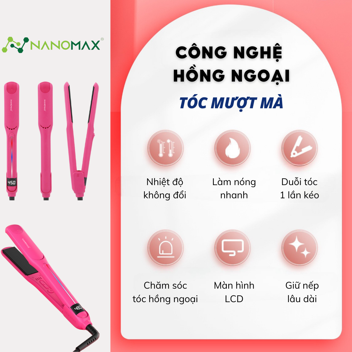 Máy Uốn Duỗi Tóc Nanomax MD-V020
