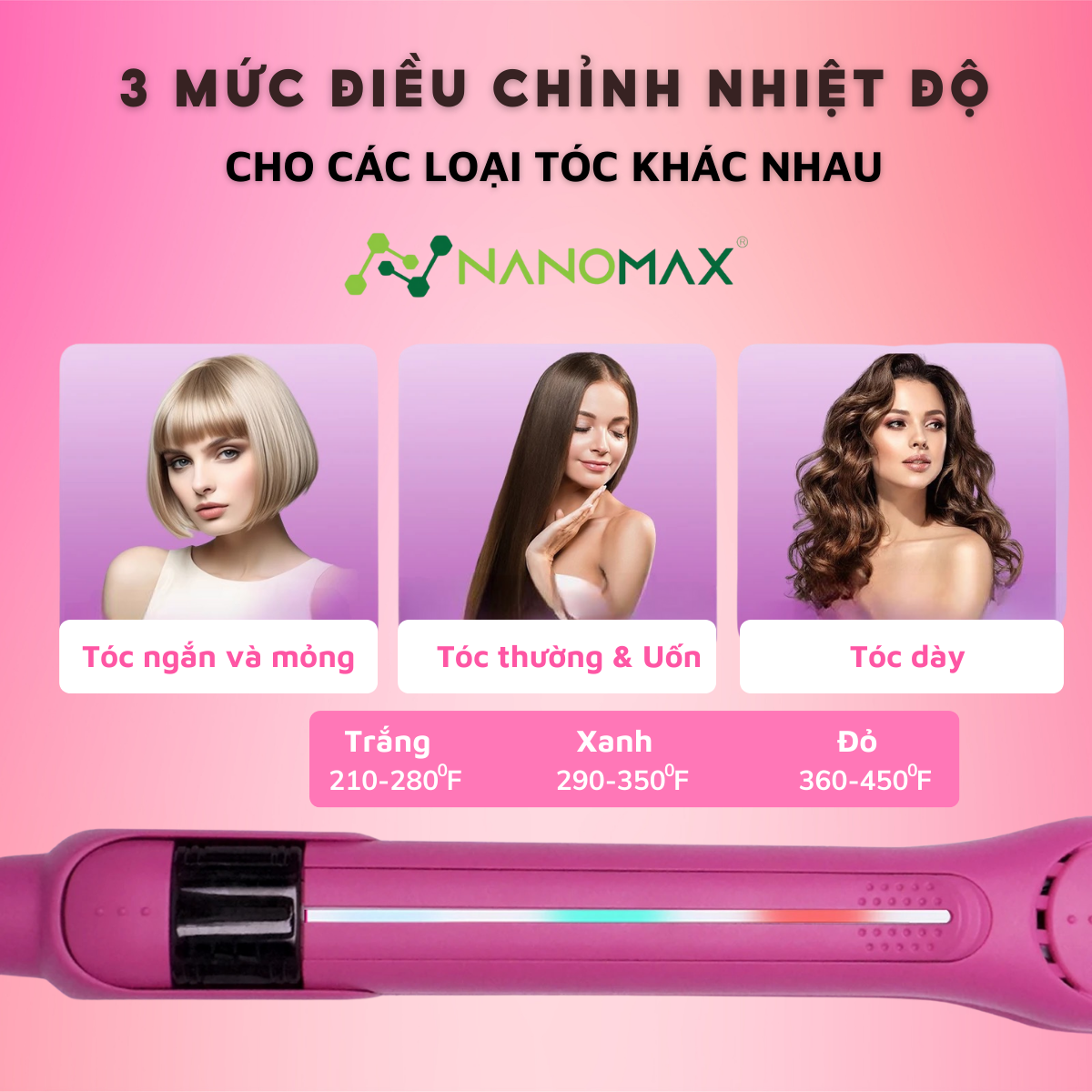 Máy Uốn Duỗi Tóc Nanomax MD-V020 - Ion âm