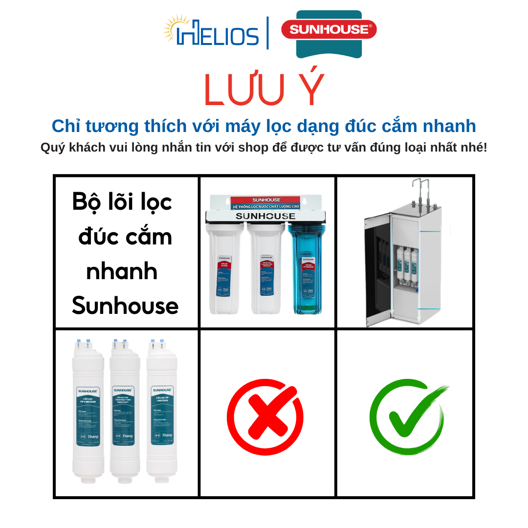 Mô tả Lõi lọc thô số 1 PP 5 Micron đúc nối nhanh chính hãng Sunhouse dùng cho máy lọc nước Sunhouse model Model SHA8818K,... - 1