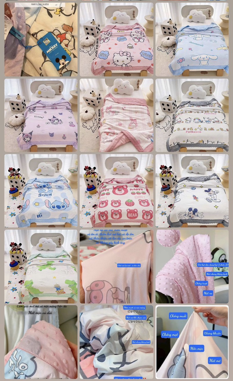 Mô tả Chăn vải Lụa hạt đậu 3D Chăn Disney cho bé 2 mặt siêu mềm mịn KT 110*150 cm cho bé - 1
