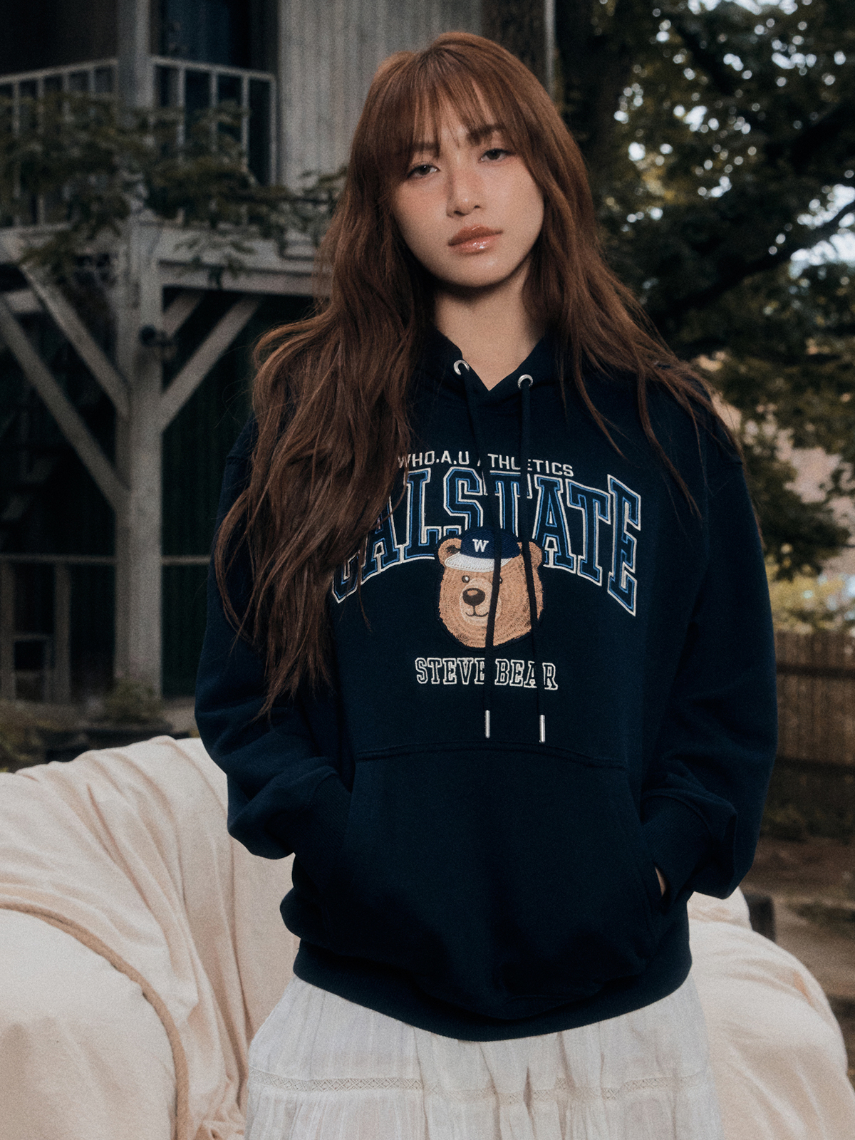 【WHO.A.U】Steve Campus Hoodie Steve Campus Hoodie - 후아유닷컴