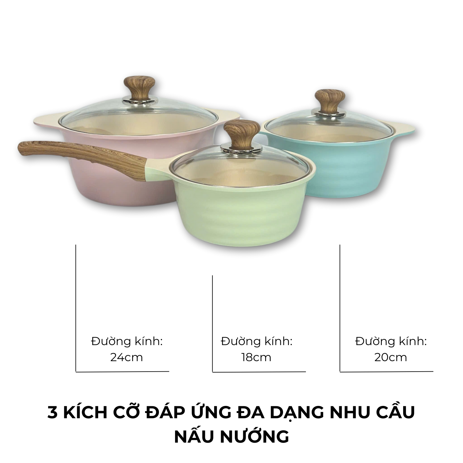 Mô tả Bộ Nồi Chảo Cao Cấp Đáy Từ Ecoramic (Bộ 3 - 4 - 5) - 1