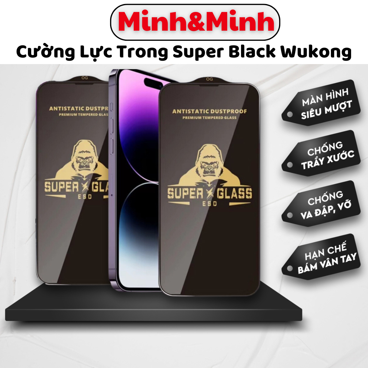 Mô tả Kính Cường Lực iphone full màn Black KTM, chống bụi khi dán, full màn, ip 7plus/xsmax, 11Promax, 12 13 14 Pro max - 1