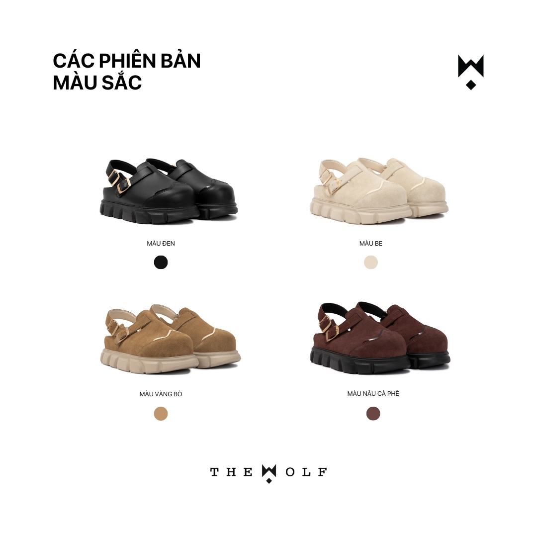 Mô tả Dép sandal bánh mì tăng chiều cao nam nữ THEWOLF HIGH CLOG SANDAL - Đen bóng, Tan, Tobaco, Nâu cà phê - 2