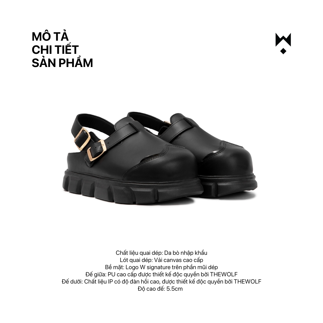 Mô tả Dép sandal bánh mì tăng chiều cao nam nữ THEWOLF HIGH CLOG SANDAL - Đen bóng, Tan, Tobaco, Nâu cà phê - 3
