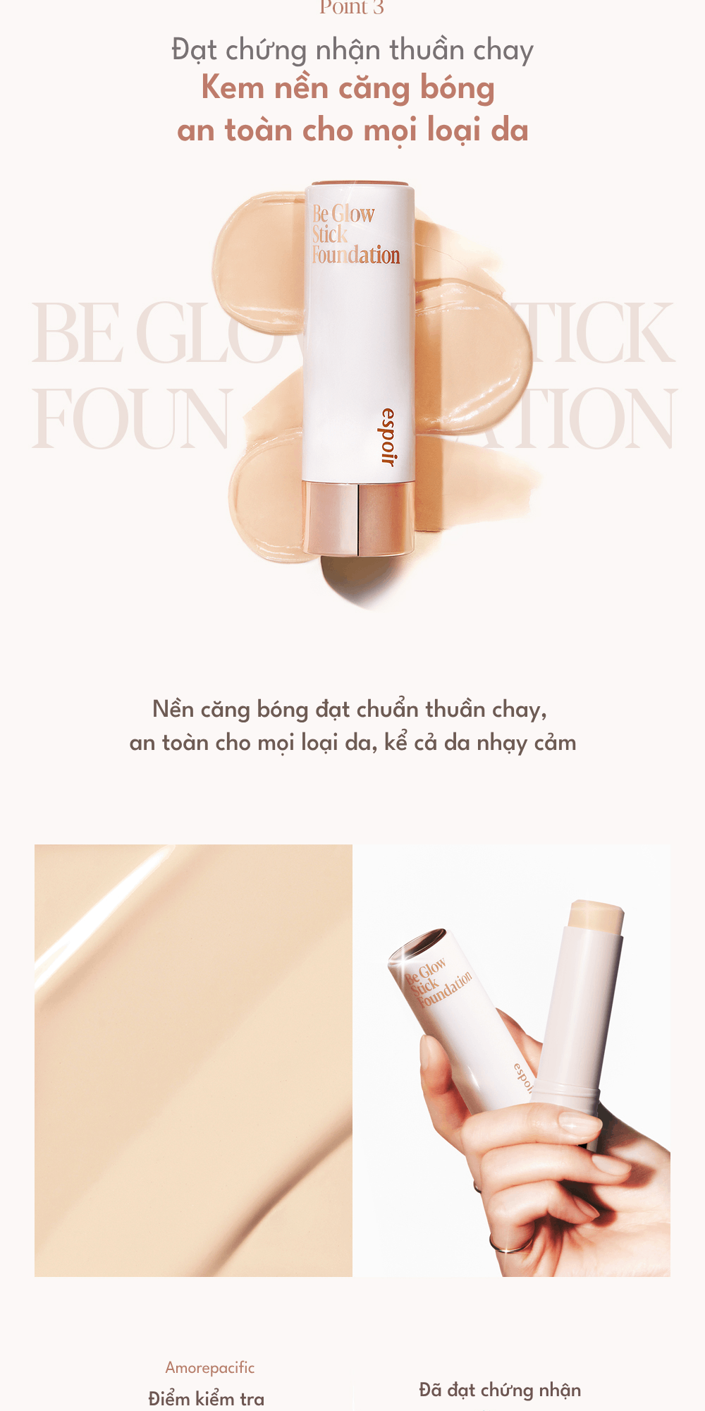 Mô tả Kem Nền Dạng Thỏi Espoir Be Glow Stick Foundation SPF50+ PA++++ 11gr - 8