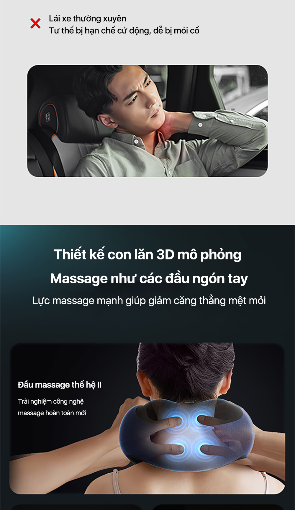 Máy Massage Cổ Vai Gáy PHILIPS 3502 - 5 chế độ massage