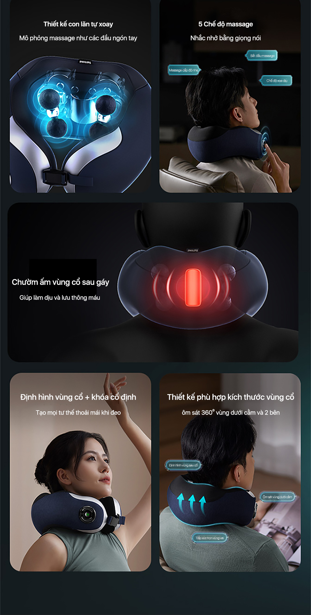 Máy Massage Cổ Vai Gáy PHILIPS 3502 - Chườm ấm