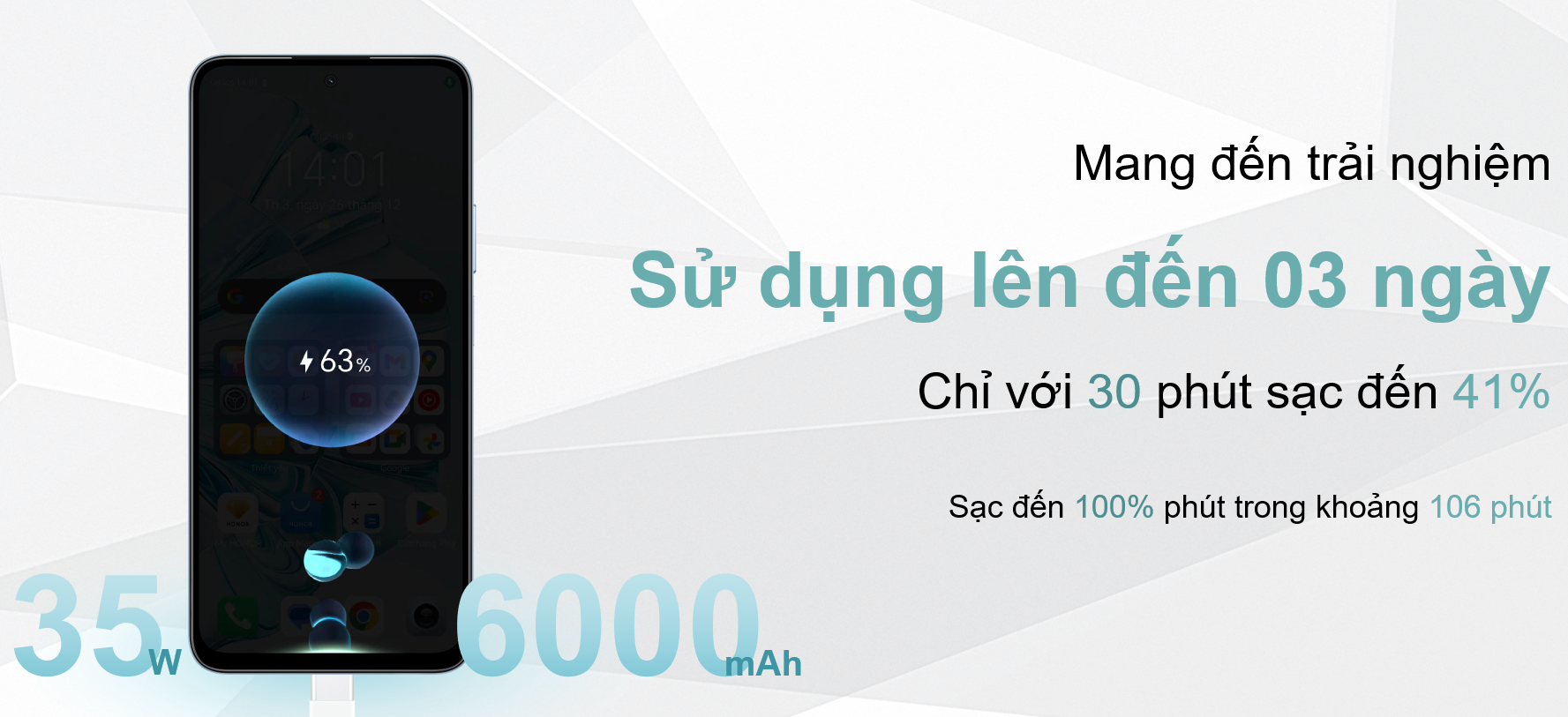 Thời lượng sử dụng pin ấn tượng của HONOR X7b