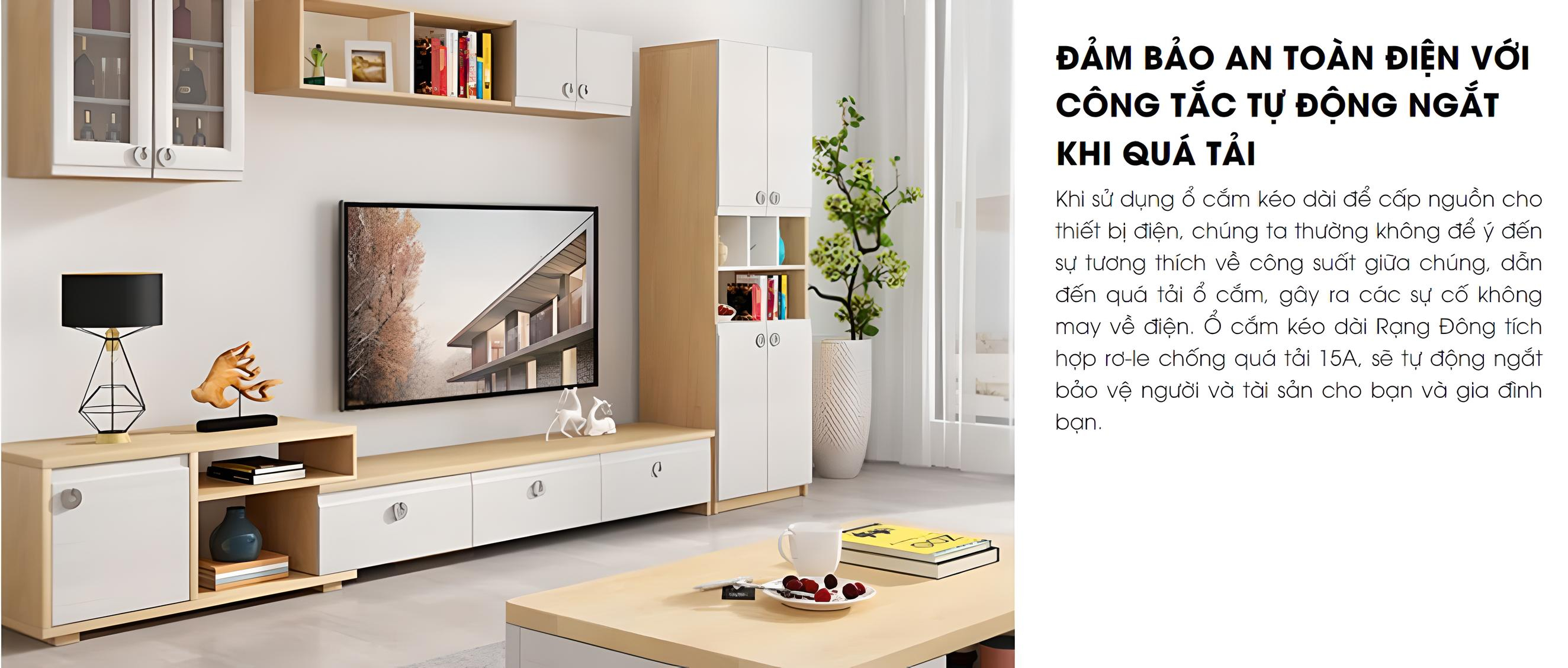 Mô tả Ổ cắm đa năng kéo dài nhiều ổ dây 2M và 5M Rạng Đông - Model: OC06.V2 6C/2M/10A - 2