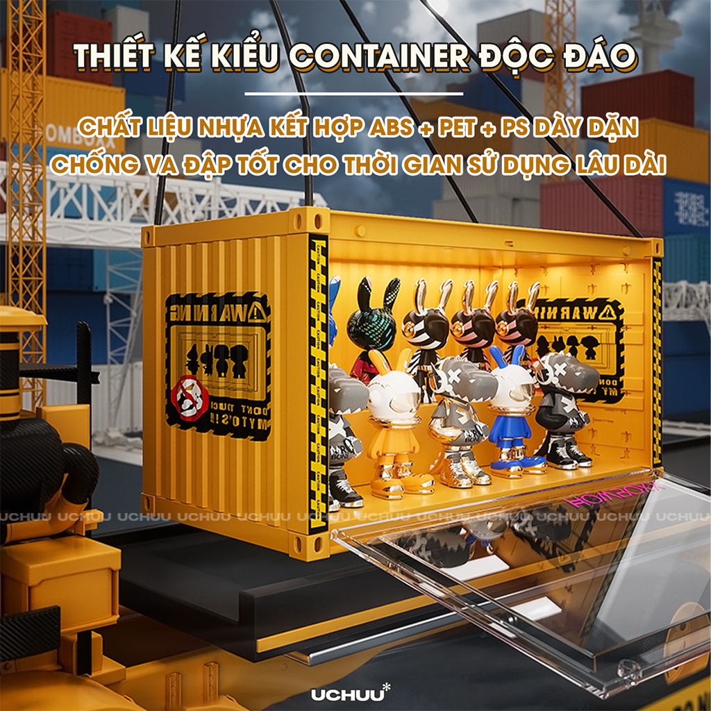 [Tặng Sticker] Hộp Trưng Bày Mô Hình Container UCHUU Đèn LED, Tủ Đựng ...