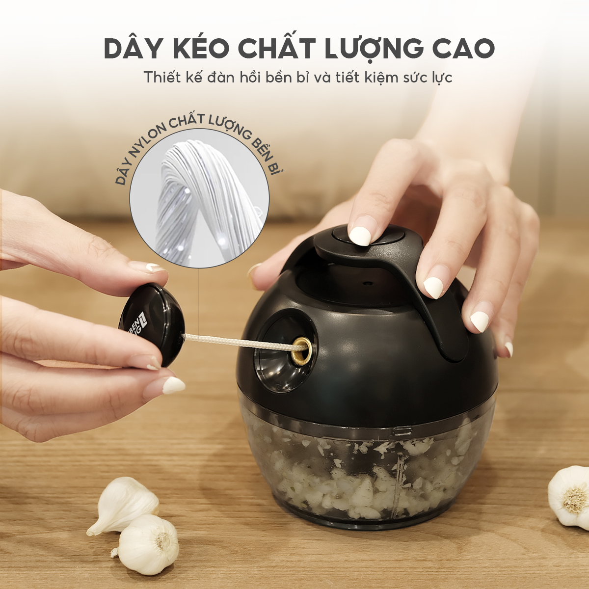 Mô tả Dụng cụ xay tỏi ớt, thực phẩm Lebenlang LBL3777, 170ml, lưỡi dao 3 cánh sắc, dây kéo rút- chính hãng - 3
