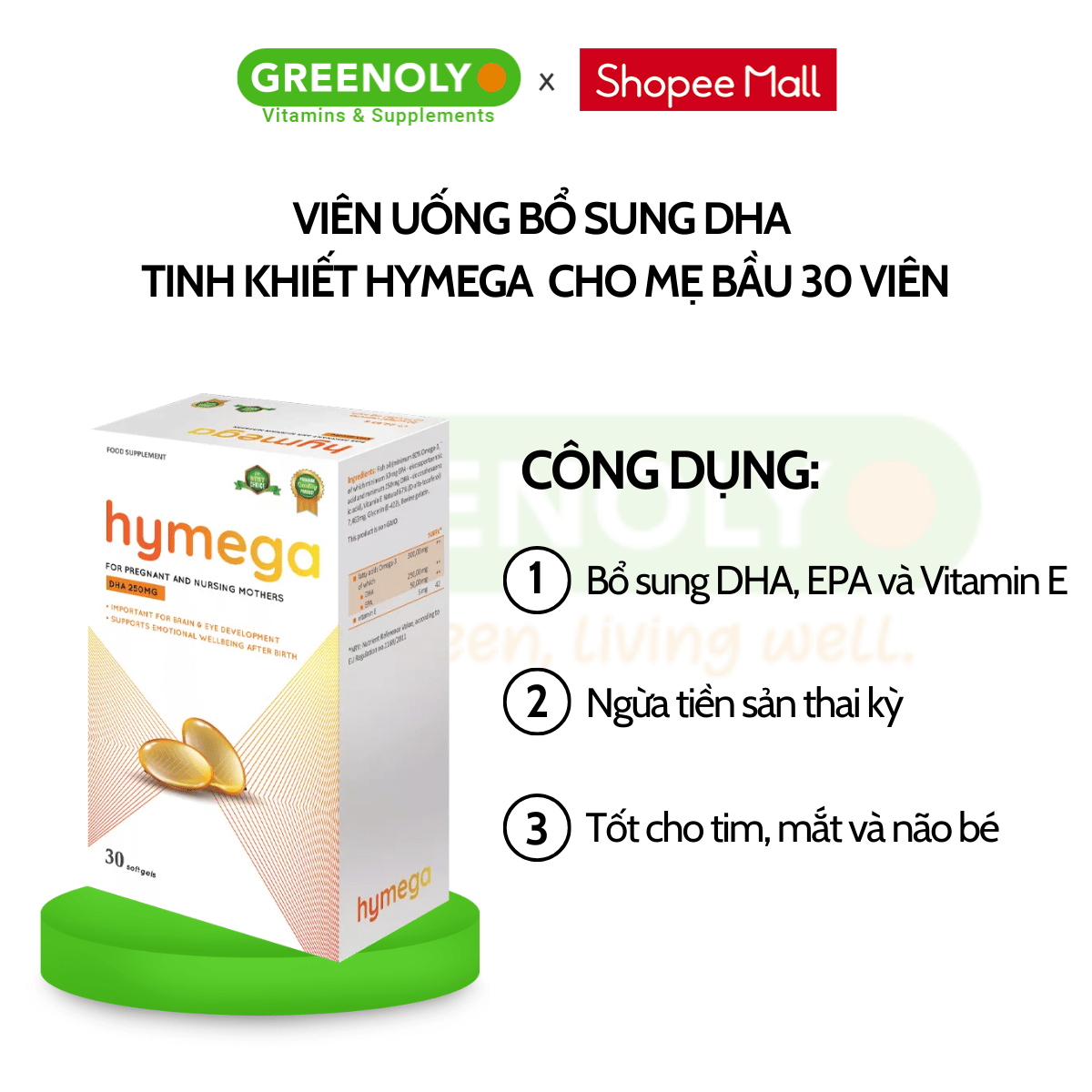 Mô tả Viên uống DHA EU tinh khiết Aplicaps Hymega bổ sung DHA hàm lượng cao, EPA, vitamin E hộp 30 viên - 2