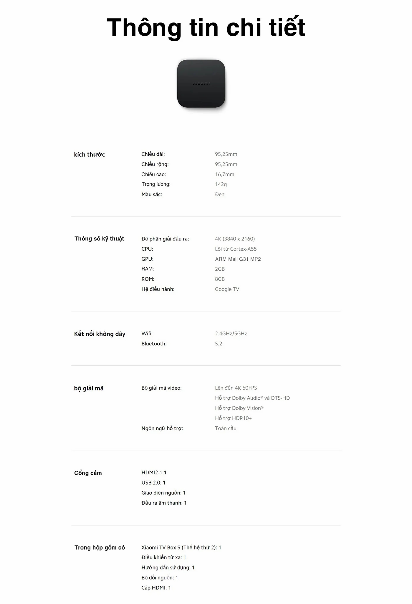 Mô tả Đầu thu Tivi (TV Box) Xiaomi MI Box S Gen2 | Ultra HD 4K  | Google TV | Bluetooth 5.2 - Bảo Hàng 12 Tháng - 7