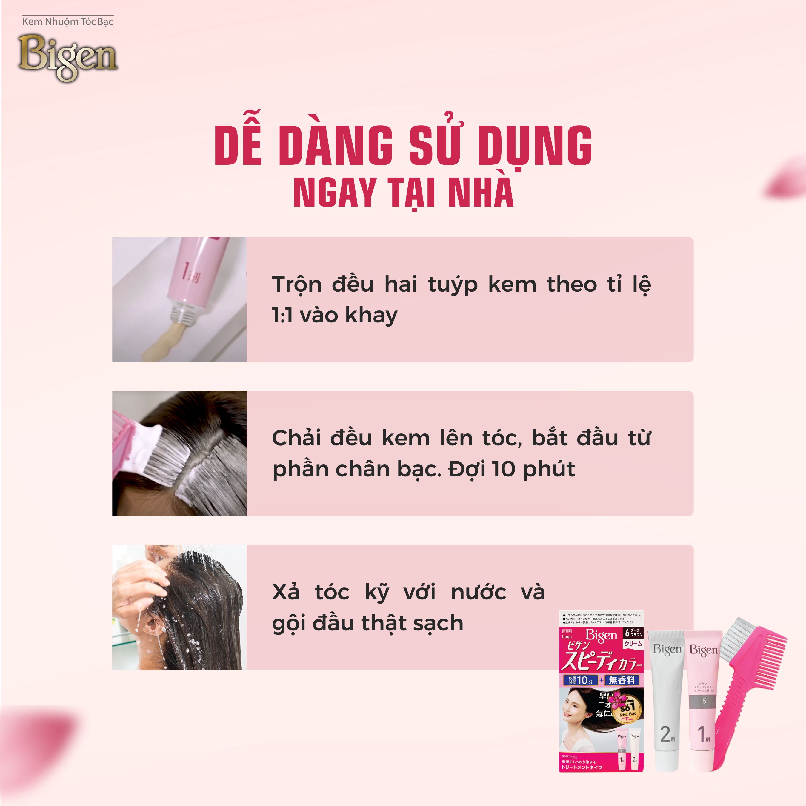 Mô tả Thuốc Nhuộm Tóc Phủ Bạc Dạng Kem Bigen Speedy Color Cream - Bigen Nhật Bền Màu Phủ Bạc Thảo Dược Hoàn Hảo 80ml - 5