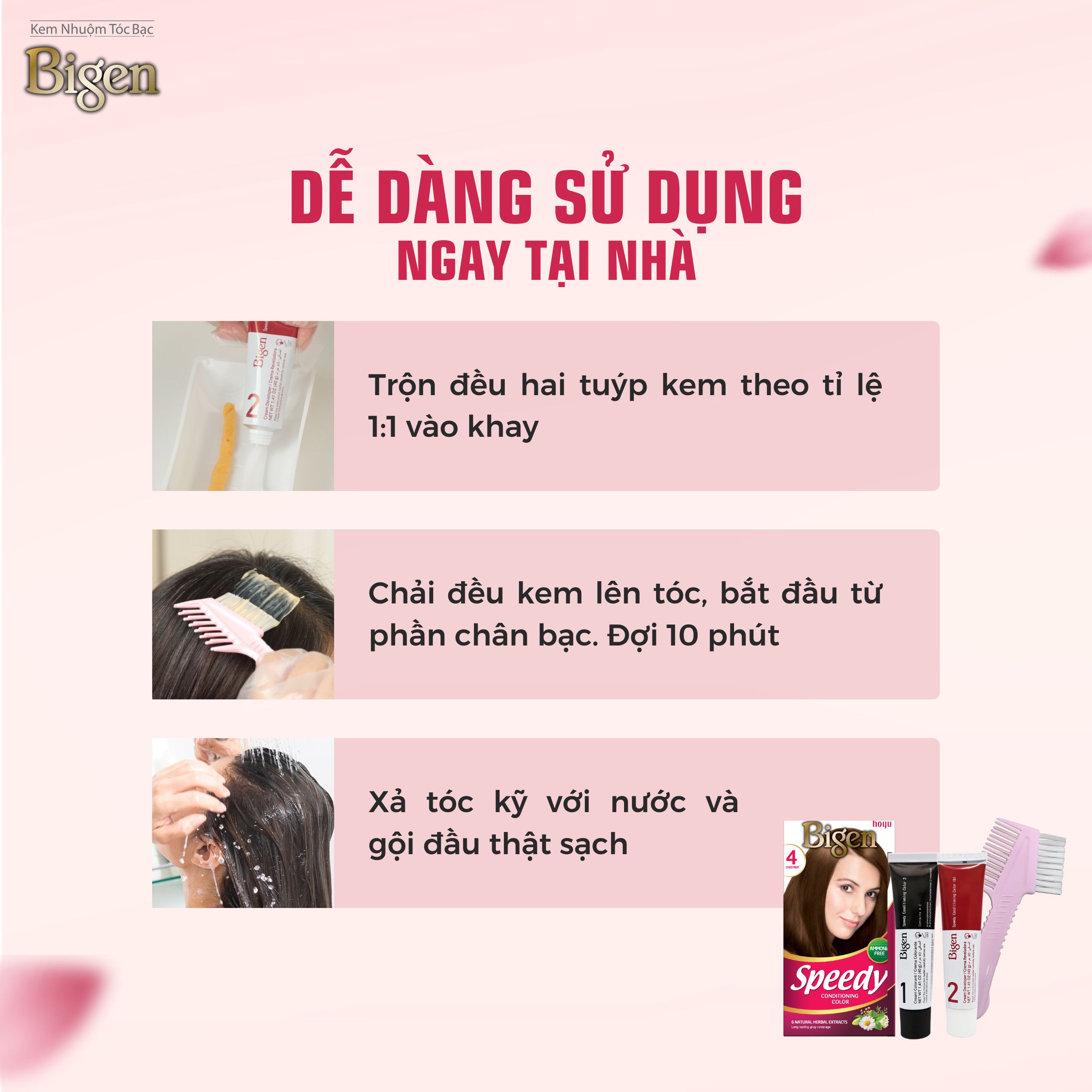 Mô tả Thuốc Nhuộm Tóc Phủ Bạc Dạng Kem Bigen Speedy Conditioning Color-Bigen Số Phủ Bạc Thảo Dược Thời Trang 80ml - 5