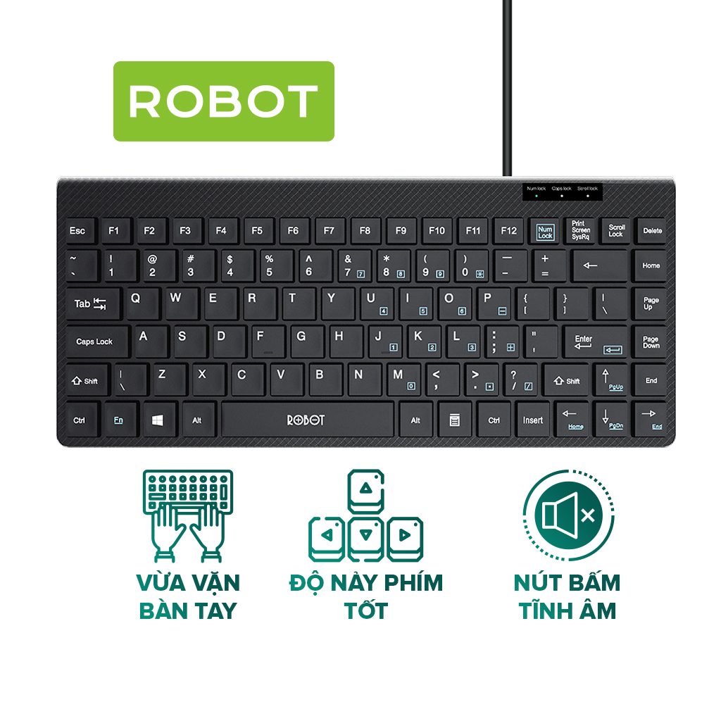 Mô tả Bàn Phím Có Dây Mini ROBOT RK10 Nút Ấn Tĩnh Âm Không Gây Ồn, Nhỏ Gọn Thuận Tiện Mang Theo - Bảo Hành 12 Tháng - 2