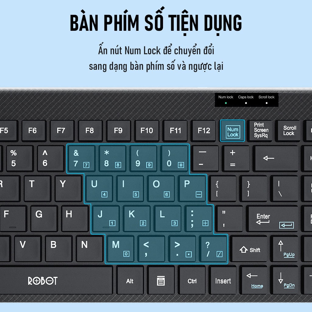 Mô tả Bàn Phím Có Dây Mini ROBOT RK10 Nút Ấn Tĩnh Âm Không Gây Ồn, Nhỏ Gọn Thuận Tiện Mang Theo - Bảo Hành 12 Tháng - 3