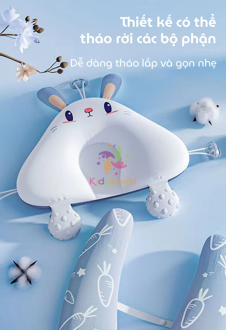 Mô tả Gối chữ U chống giật mình cho bé, có định hình chống bẹp đầu cho trẻ sơ sinh có kèm dây rút điều chỉnh vòng đầu - 4
