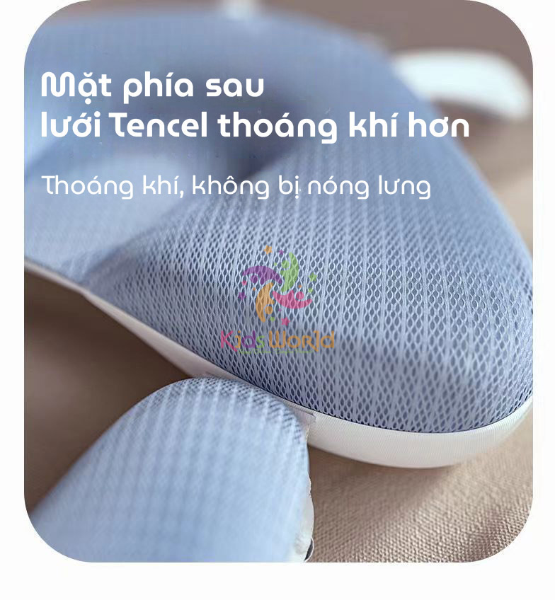Mô tả Gối chữ U chống giật mình cho bé, có định hình chống bẹp đầu cho trẻ sơ sinh có kèm dây rút điều chỉnh vòng đầu - 5