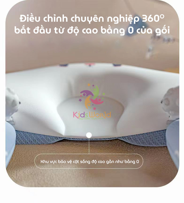Mô tả Gối chữ U chống giật mình cho bé, có định hình chống bẹp đầu cho trẻ sơ sinh có kèm dây rút điều chỉnh vòng đầu - 6