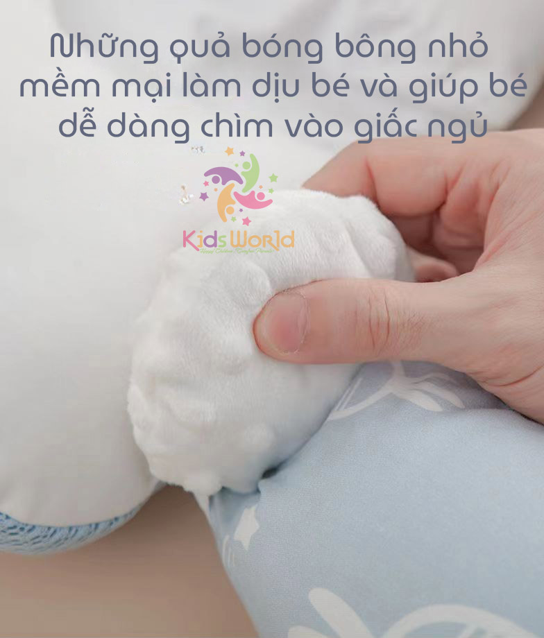 Mô tả Gối chữ U chống giật mình cho bé, có định hình chống bẹp đầu cho trẻ sơ sinh có kèm dây rút điều chỉnh vòng đầu - 9