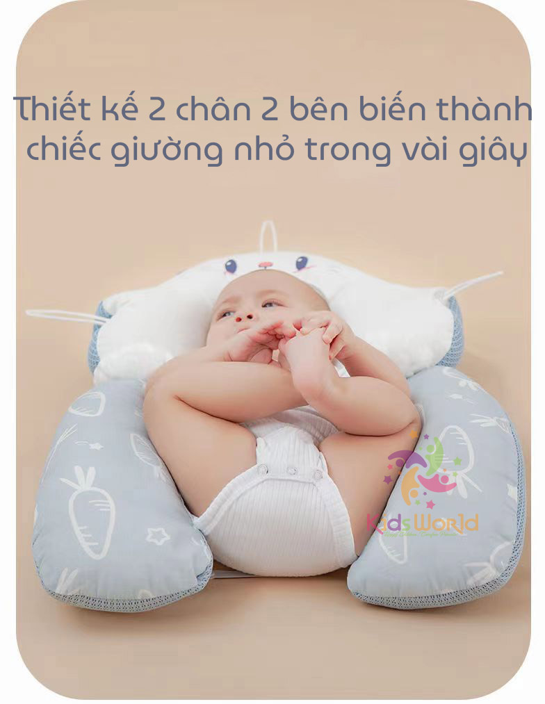 Mô tả Gối chữ U chống giật mình cho bé, có định hình chống bẹp đầu cho trẻ sơ sinh có kèm dây rút điều chỉnh vòng đầu - 11