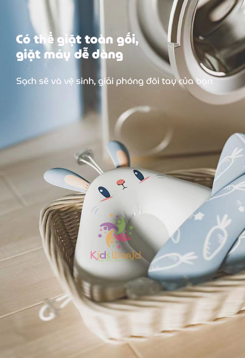 Mô tả Gối chữ U chống giật mình cho bé, có định hình chống bẹp đầu cho trẻ sơ sinh có kèm dây rút điều chỉnh vòng đầu - 12