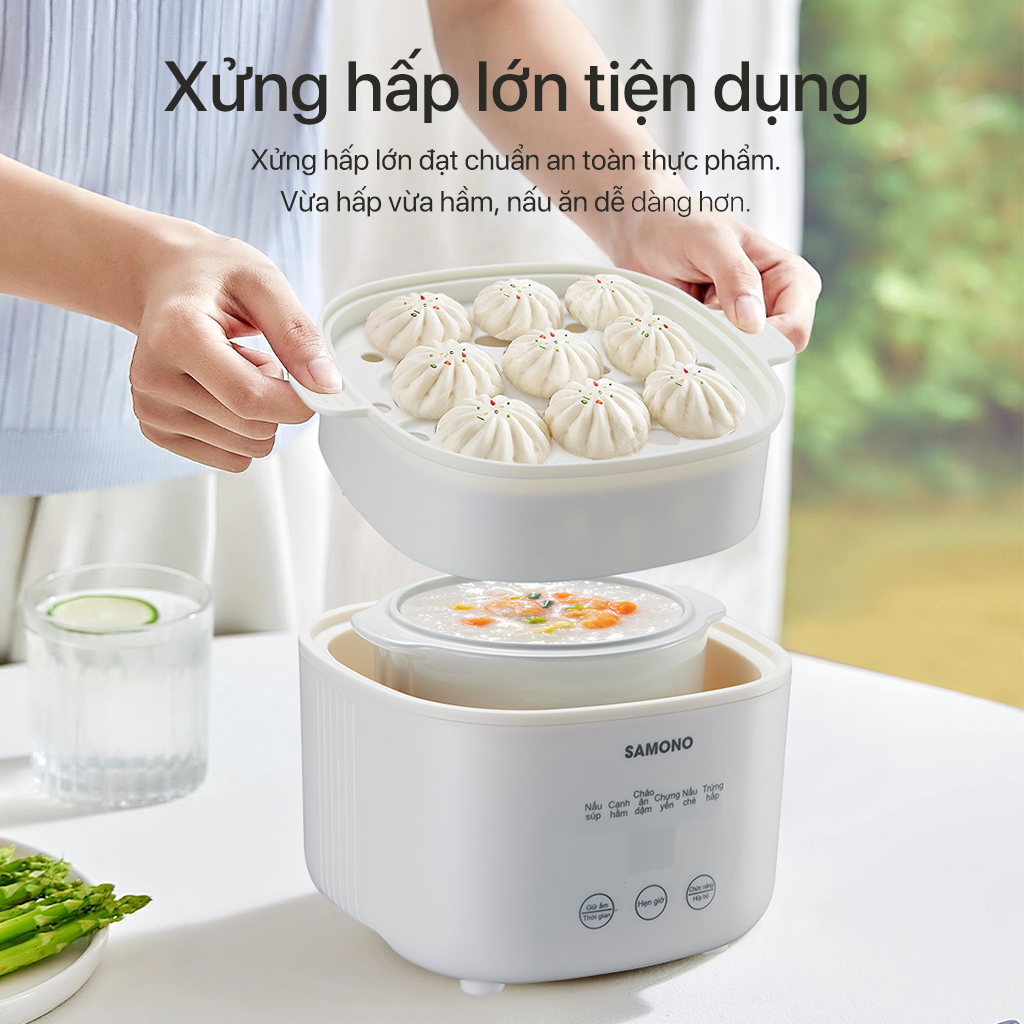 Mô tả Combo nồi nấu chậm Samono SW-SC10 và máy xay mini ăn dặm cho bé SW-MC200/MC200S - 3