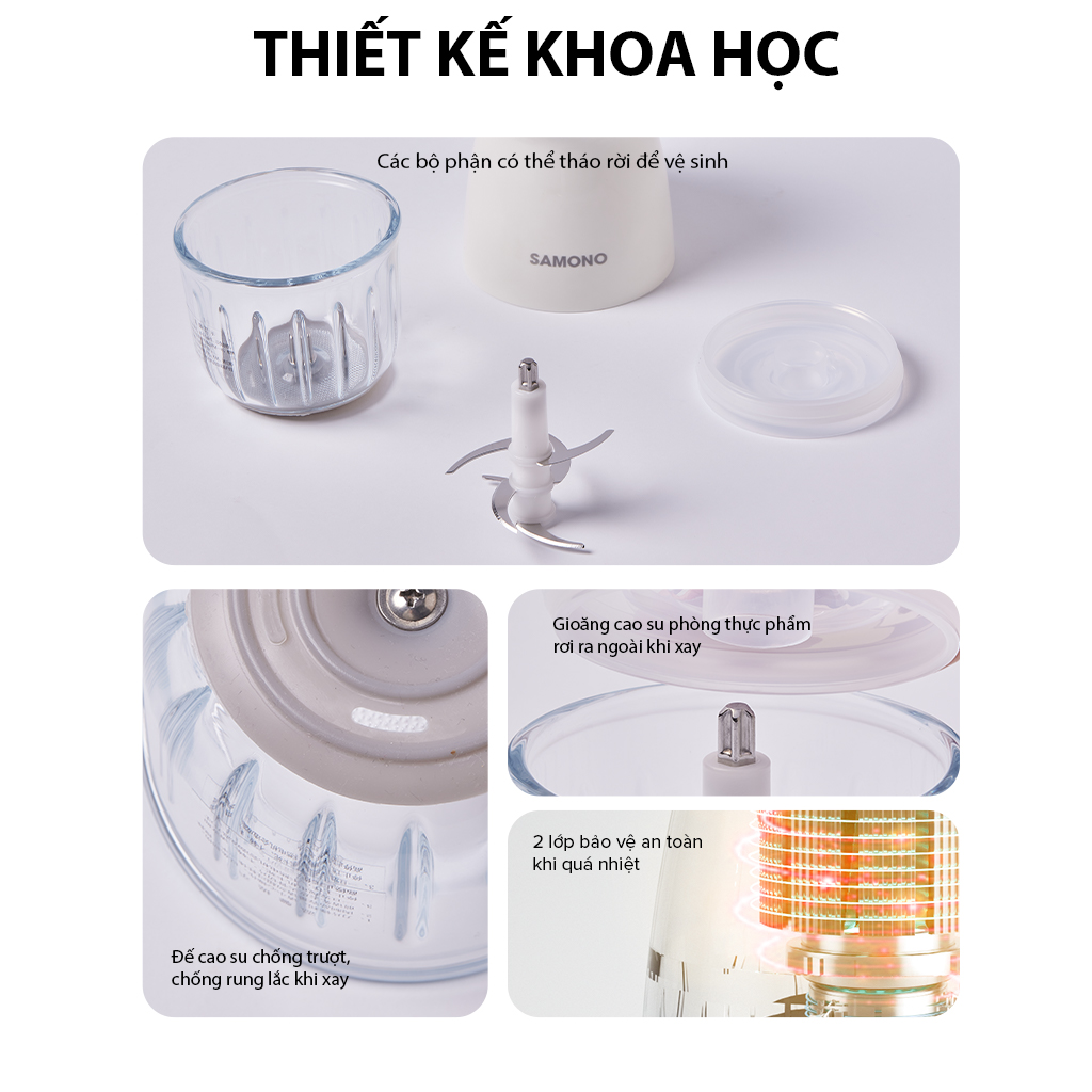 Mô tả Combo nồi nấu chậm Samono SW-SC10 và máy xay mini ăn dặm cho bé SW-MC200/MC200S - 7