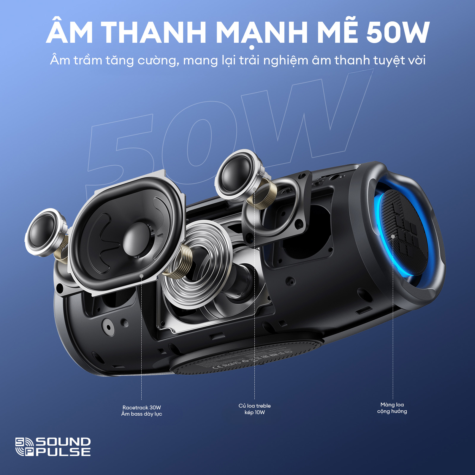 Mô tả Loa Bluetooth Tronsmart MIRTUNE S100 V5.3 | Công Suất 50W | Công nghệ SoundPulse |  Kháng nước IPX7 | Bảo hành 12 tháng - 1