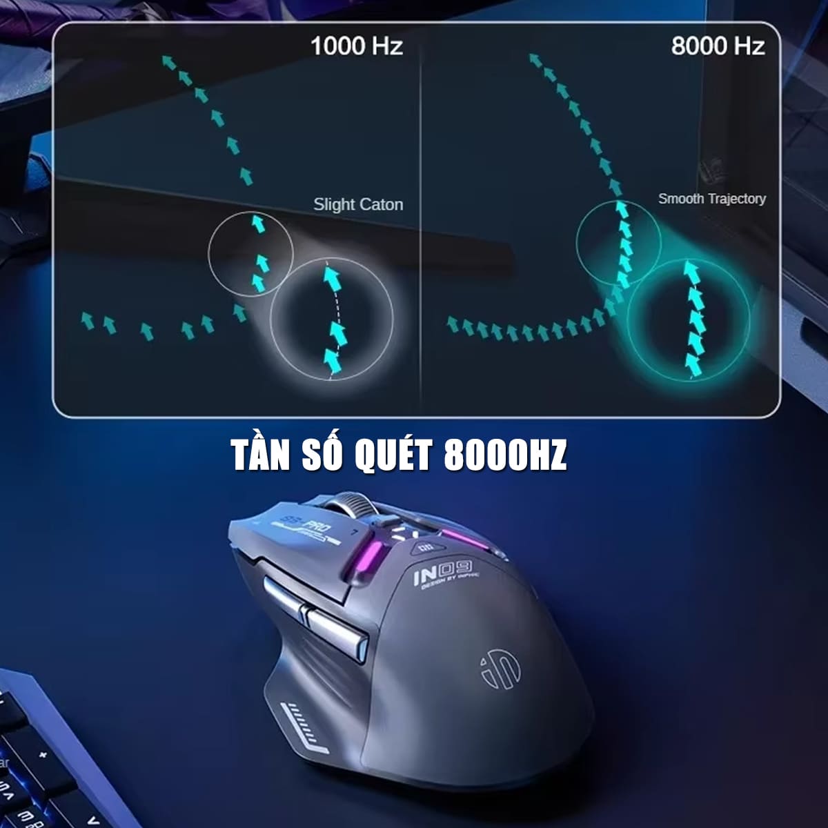 Chuột không dây Bluetooth Gaming Inphic IN9 Pro 3 chế độ kết nối pin ...