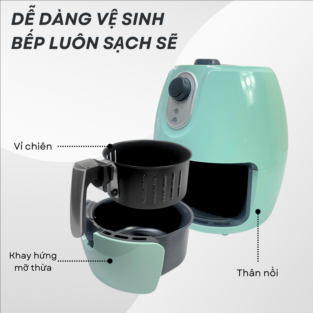 Thiết kế nồi chiên không dầu Daewoo 2.6L