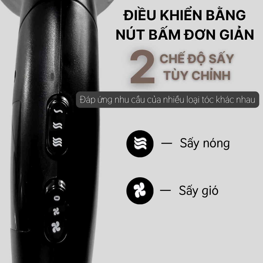 Mô tả Máy sấy tóc 2 đầu sấy cao cấp Daewoo QL-5923 công suất 1800w, bảo hành 12 tháng - 1