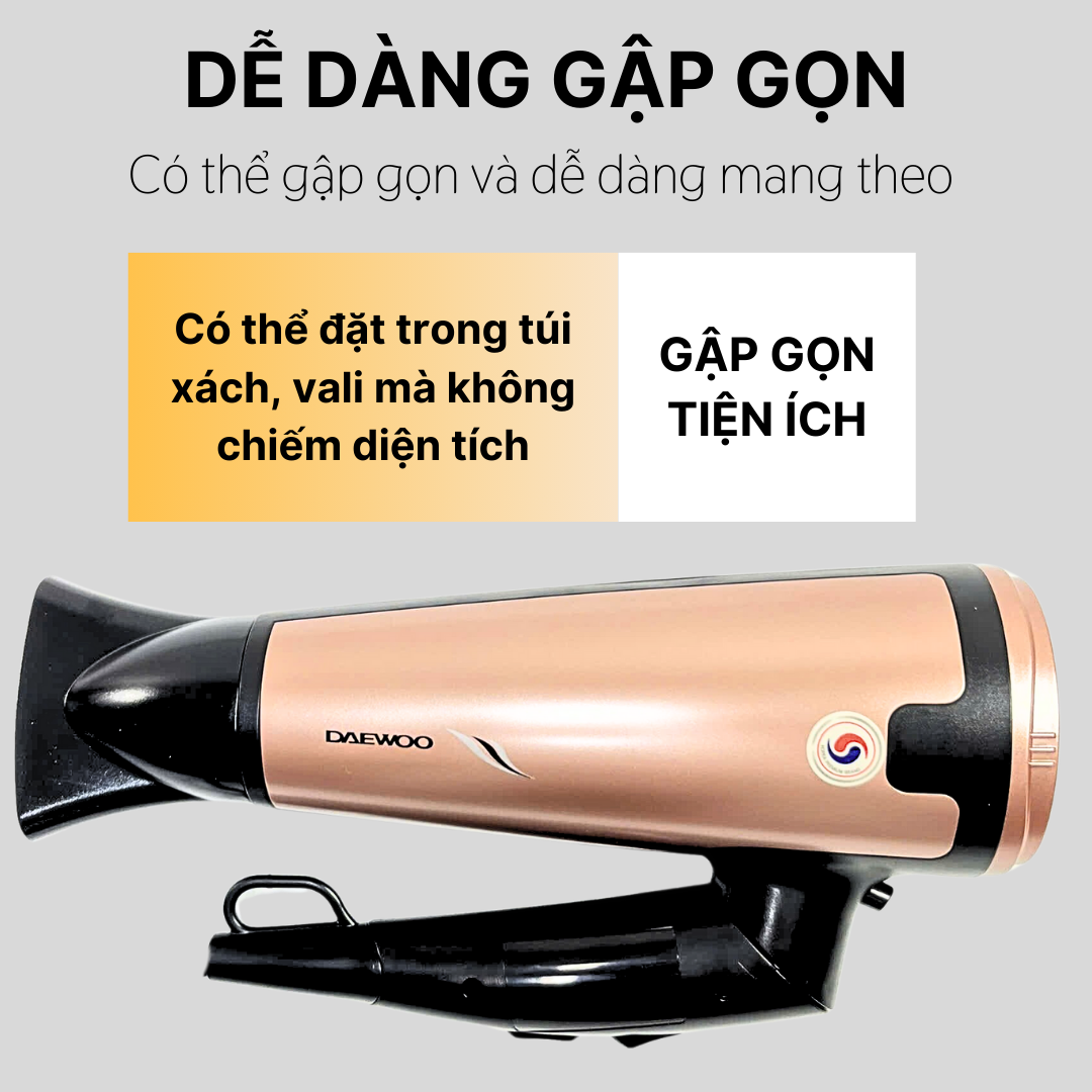 Mô tả Máy sấy tóc 2 đầu sấy cao cấp Daewoo QL-5923 công suất 1800w, bảo hành 12 tháng - 2