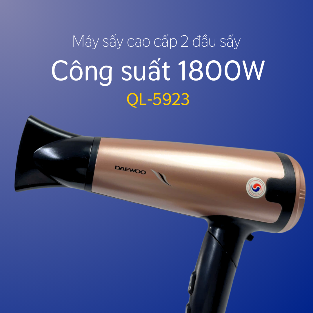Mô tả Máy sấy tóc 2 đầu sấy cao cấp Daewoo QL-5923 công suất 1800w, bảo hành 12 tháng - 3