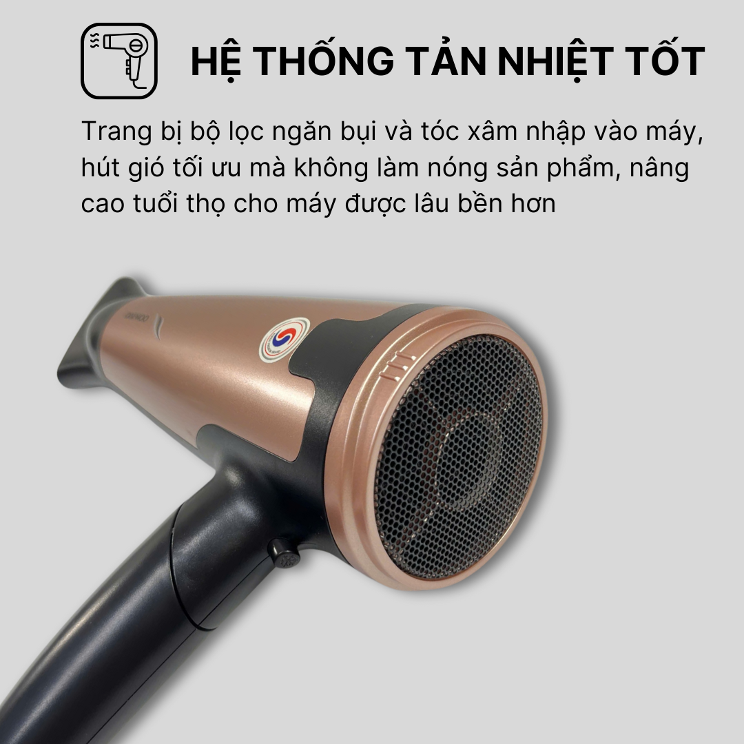 Mô tả Máy sấy tóc 2 đầu sấy cao cấp Daewoo QL-5923 công suất 1800w, bảo hành 12 tháng - 5