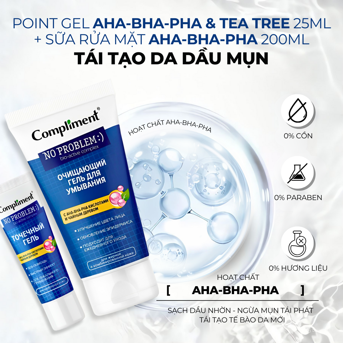 Mô tả Bộ Chăm Sóc Da Mặt Kem Giảm Thâm Chấm Mụn Compliment Smoothe 25ml & Sữa Rửa Mặt Da Dầu Mụn 200ml - 5