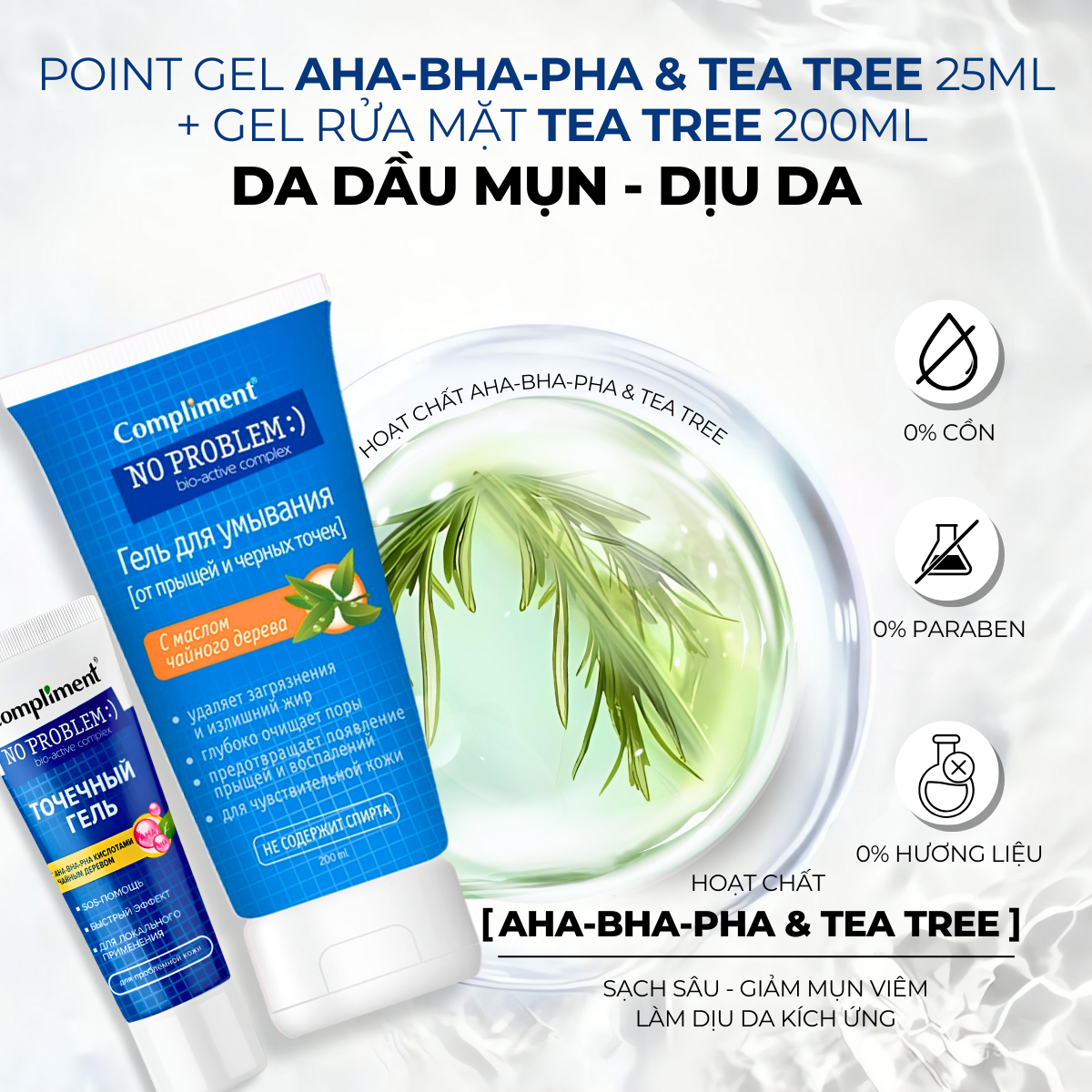 Mô tả Bộ Chăm Sóc Da Mặt Kem Giảm Thâm Chấm Mụn Compliment Smoothe 25ml & Sữa Rửa Mặt Da Dầu Mụn 200ml - 6