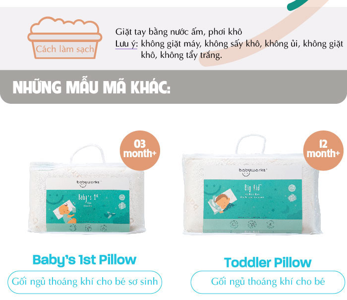 Mô tả Babyworks Gối ngủ thoáng khí mềm mại, đàn hồi, nâng đỡ đầu và giúp bé ngủ ngon - 5