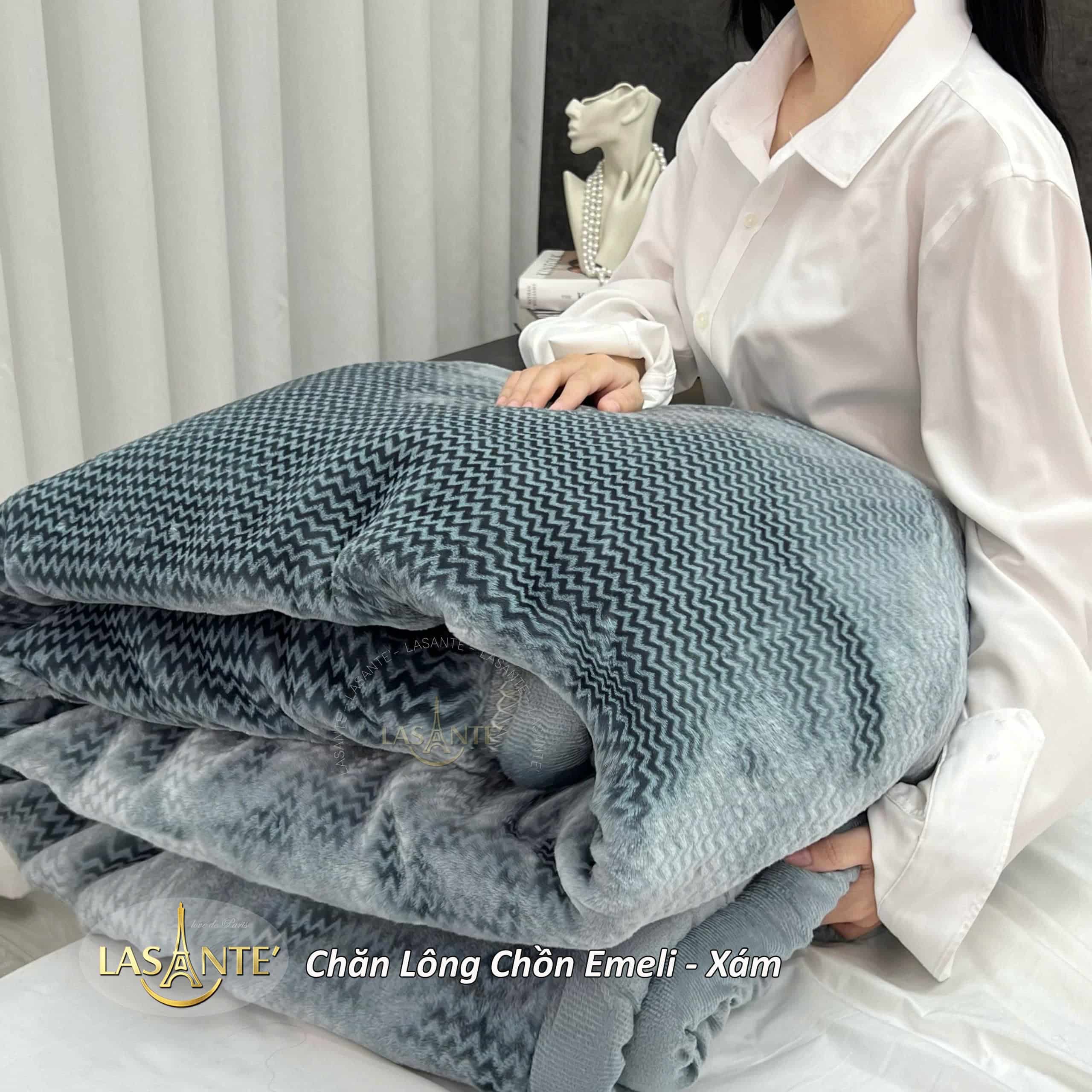 Chăn Lông Tuyết Chồn Emeli Lasante chi tiết chất liệu