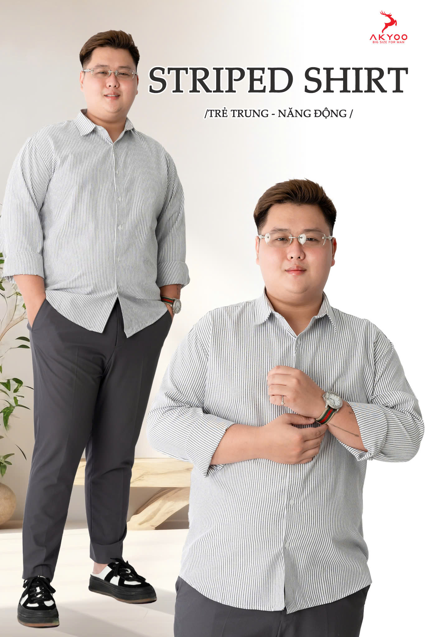 Mô tả Áo Sơ Mi Dài Tay Bigsize Nam 80-140kg AKYOO Cao Cấp, Không Bai Mờ, Không Gây Khó Chịu Khi Mặc - SM DT KE - 1