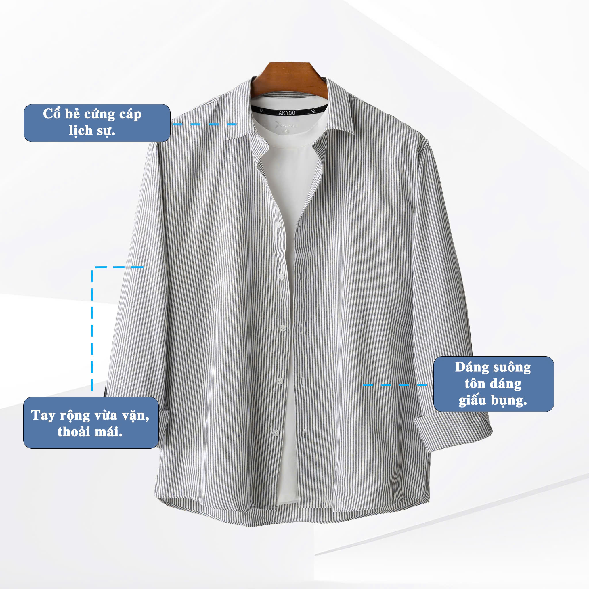 Mô tả Áo Sơ Mi Dài Tay Bigsize Nam 80-140kg AKYOO Cao Cấp, Không Bai Mờ, Không Gây Khó Chịu Khi Mặc - SM DT KE - 5