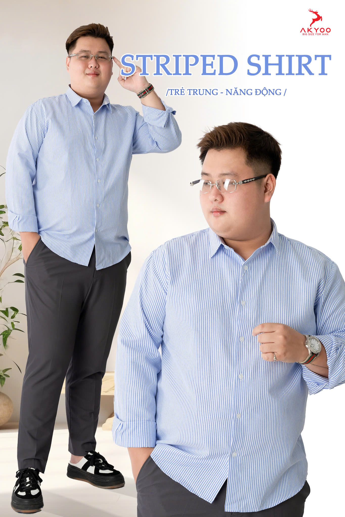 Mô tả Áo Sơ Mi Dài Tay Bigsize Nam 80-140kg AKYOO Cao Cấp, Không Bai Mờ, Không Gây Khó Chịu Khi Mặc - SM DT KE - 2