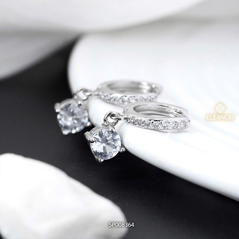 Mô tả Bông tai nữ chuôi bạc 925 Eleanor Accessories đính đá khuyên tai dáng thả phụ kiện trang sức 8364 - 1