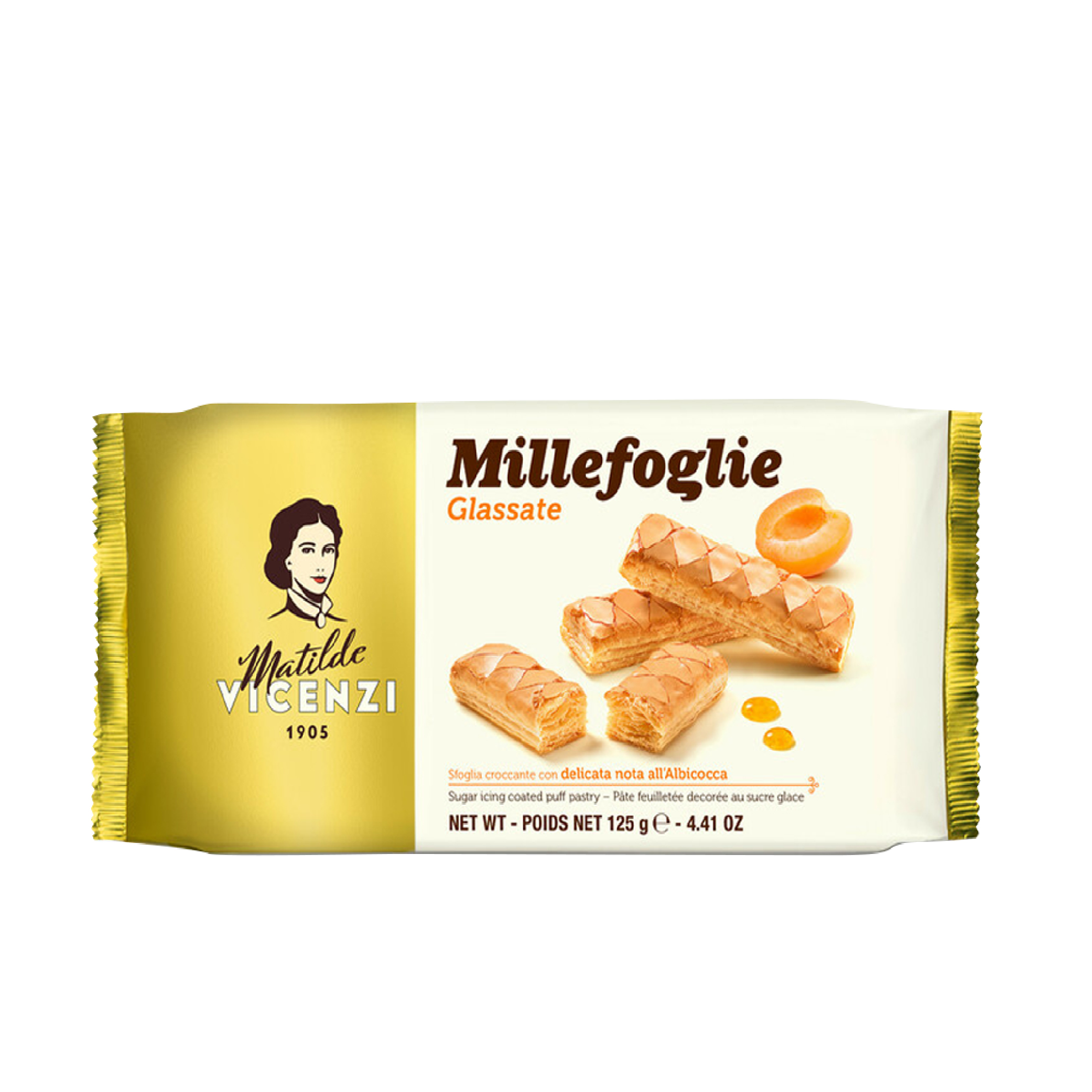 Mô tả Bánh phồng giòn phủ đường và phủ mơ nhuyễn Vicenzi Millefoglie Ditalia Glassate Ý 125g - 1